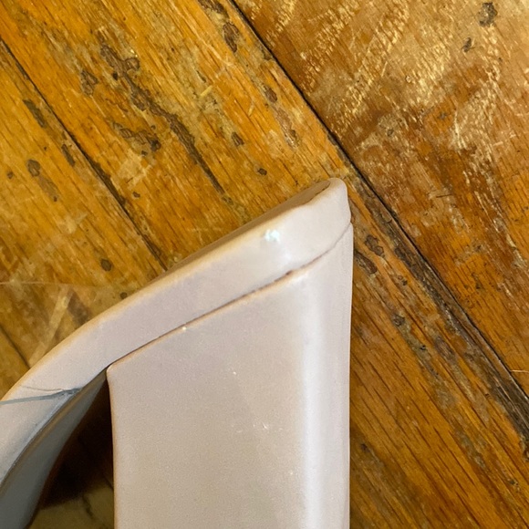 Qupid Nude Block Heel with Clear Criss Cross Straps - Picture 9 of 10